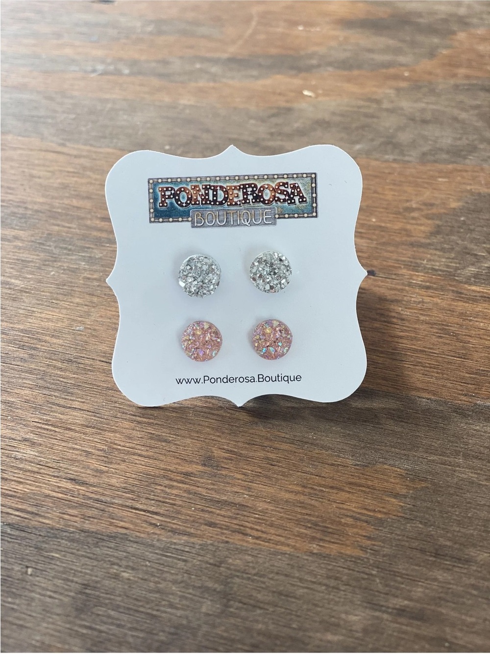 Kids Sparkle Stud Earring Set - Silver & Pink